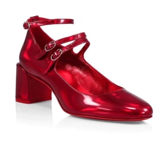 Christian Louboutin Shoes - CHRISTIAN LOUBOUTINVernica Iridescent Mary Jane Red Sole Pumps BNIB 39